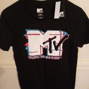 MTV BNWT WOMENS BLACK T SHIRTS SZ SMALL